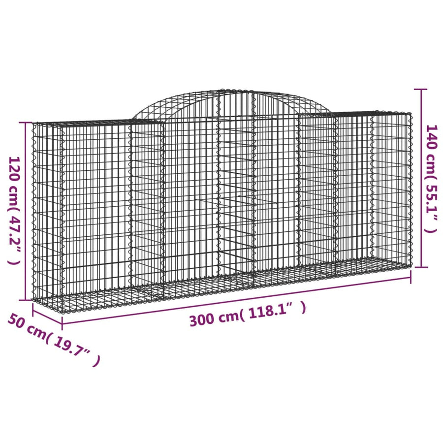 Schanskorven 8 st gewelfd 300x50x120/140 cm ijzer 8 300 x 50 x 120/140 cm