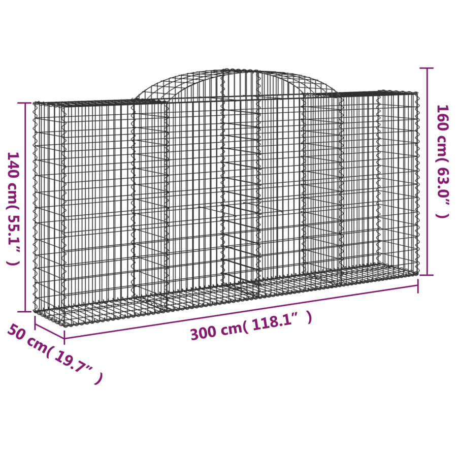 Schanskorven 7 st gewelfd 300x50x140/160 cm ijzer 7 300 x 50 x 140/160 cm