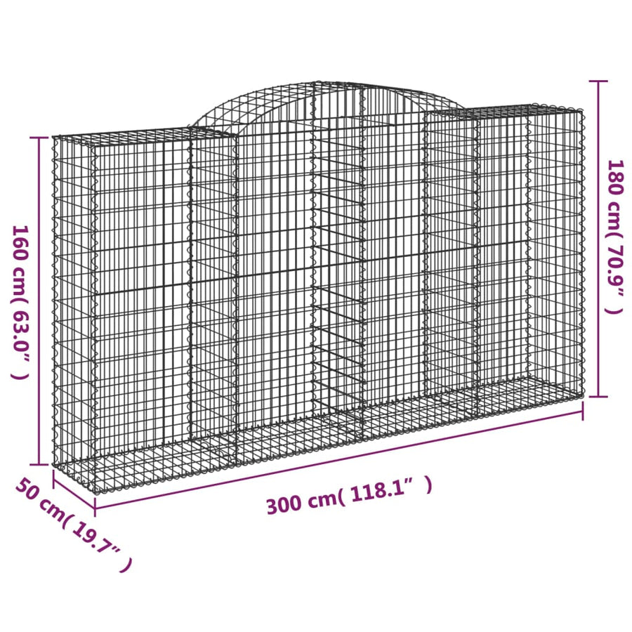 Schanskorven 2 st gewelfd 300x50x160/180 cm ijzer 2 300 x 50 x 160/180 cm