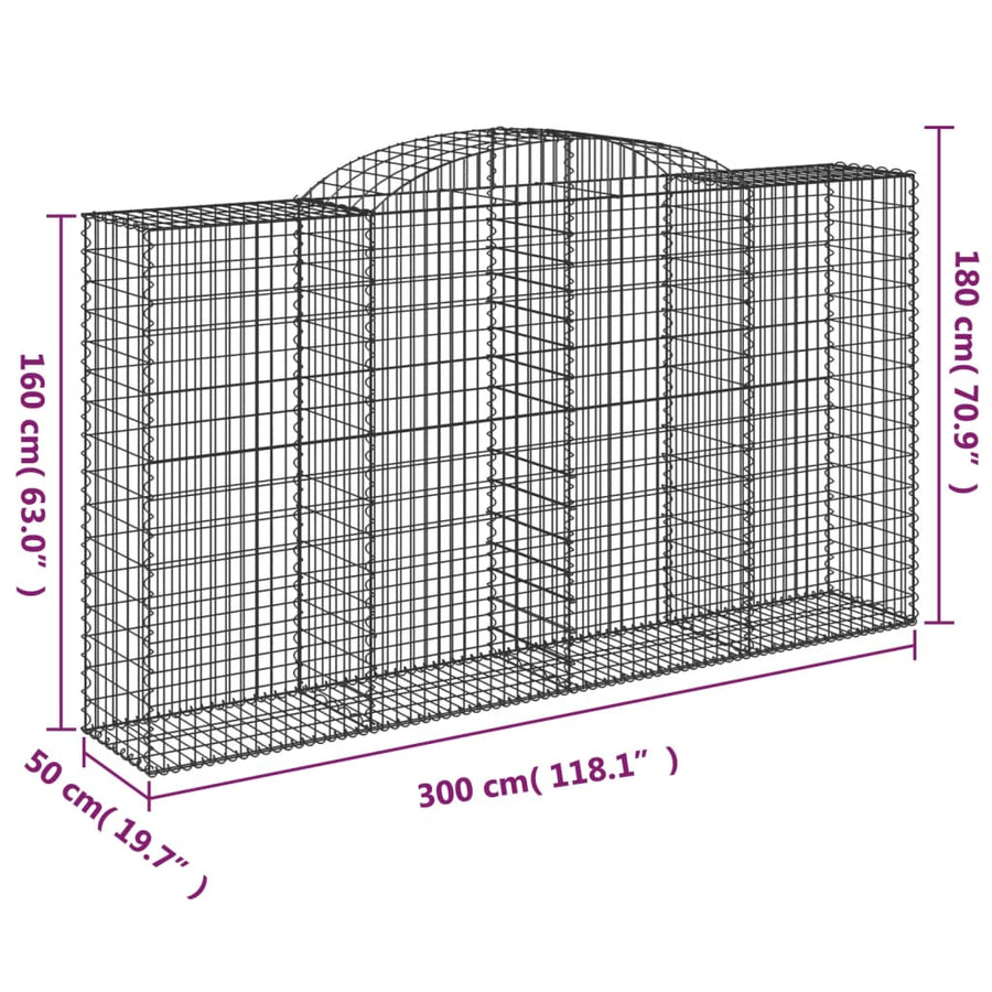 Schanskorven 5 st gewelfd 300x50x160/180 cm ijzer 5 300 x 50 x 160/180 cm