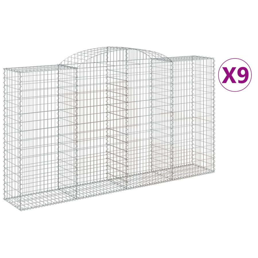 Schanskorven 9 st gewelfd 300x50x160/180 cm ijzer 9 300 x 50 x 160/180 cm
