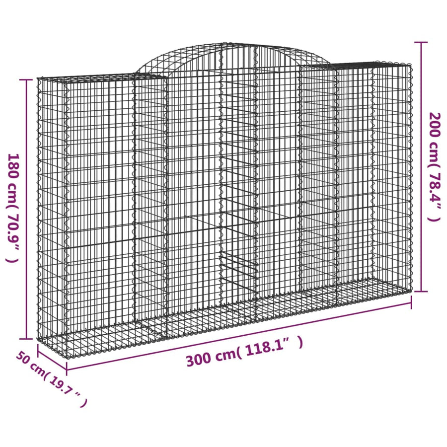 Schanskorven 2 st gewelfd 300x50x180/200 cm ijzer 2 300 x 50 x 180/200 cm