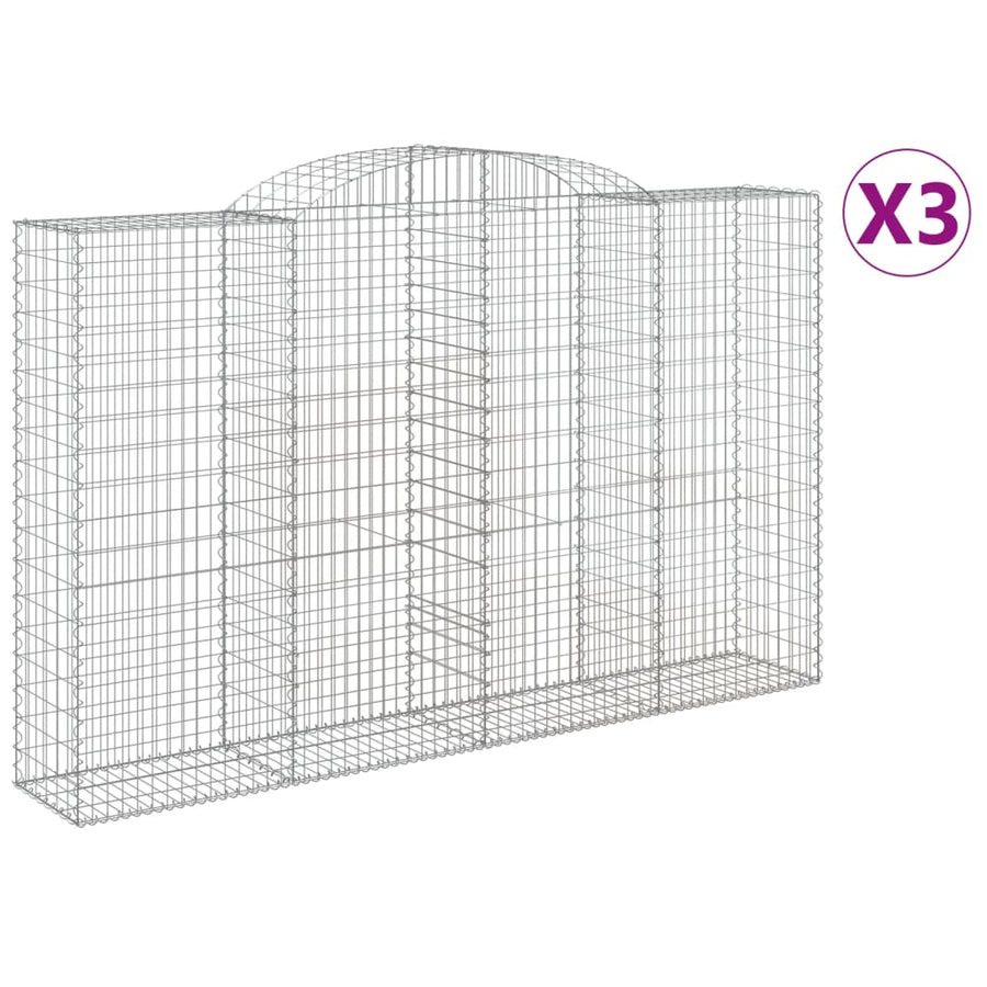 Schanskorven 3 st gewelfd 300x50x180/200 cm ijzer 3 300 x 50 x 180/200 cm