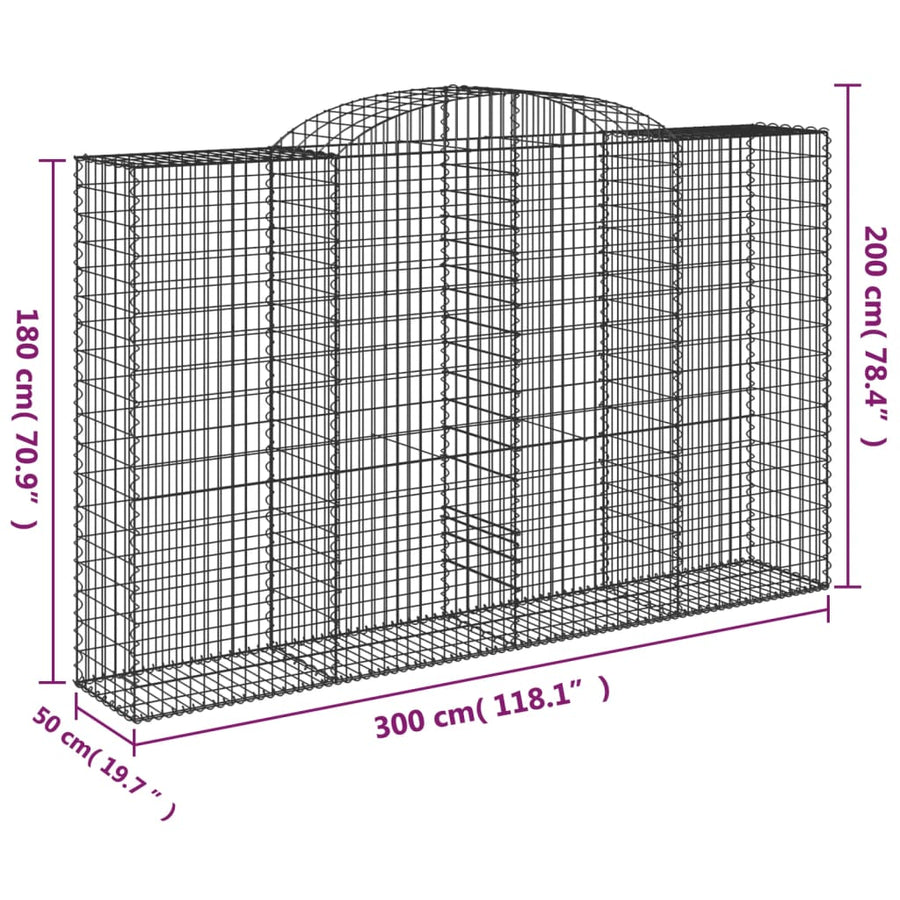 Schanskorven 3 st gewelfd 300x50x180/200 cm ijzer 3 300 x 50 x 180/200 cm