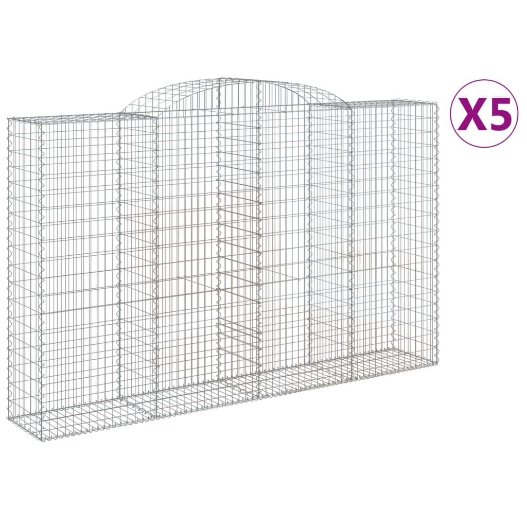 Schanskorven 5 st gewelfd 300x50x180/200 cm ijzer 5 300 x 50 x 180/200 cm