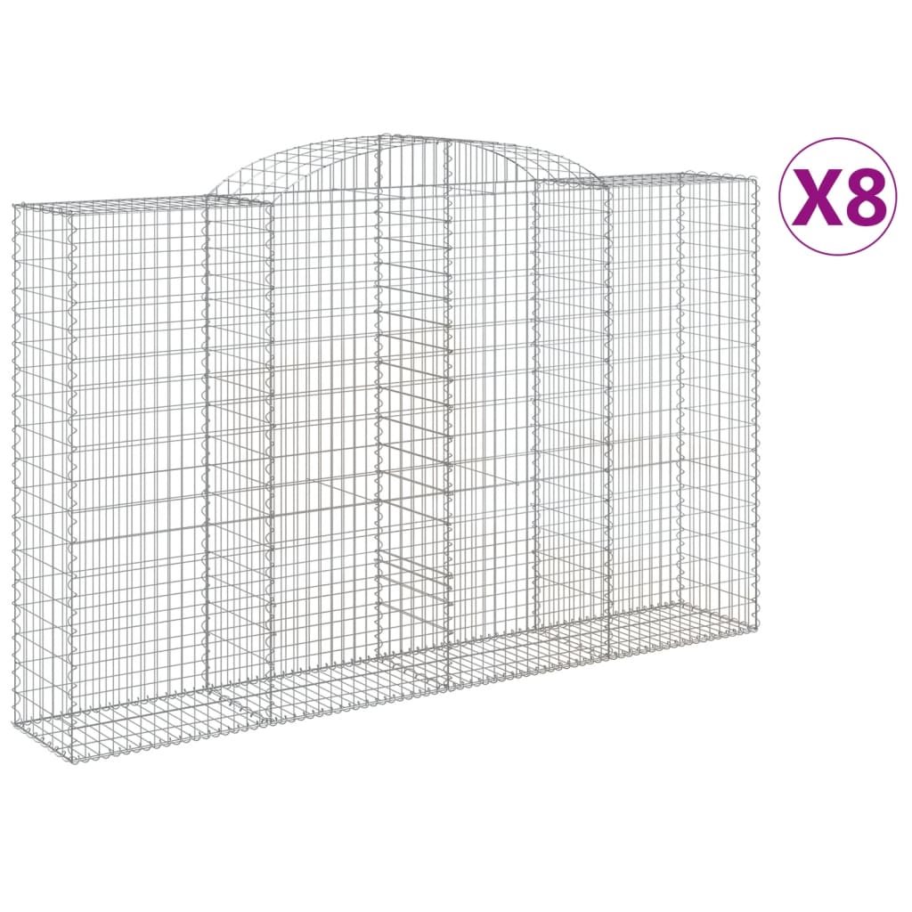 Schanskorven 8 st gewelfd 300x50x180/200 cm ijzer 8 300 x 50 x 180/200 cm