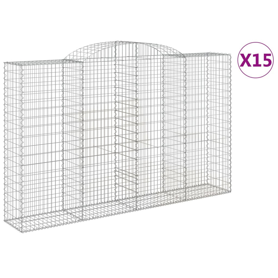 Schanskorven 15 st gewelfd 300x50x180/200 cm ijzer 15 300 x 50 x 180/200 cm