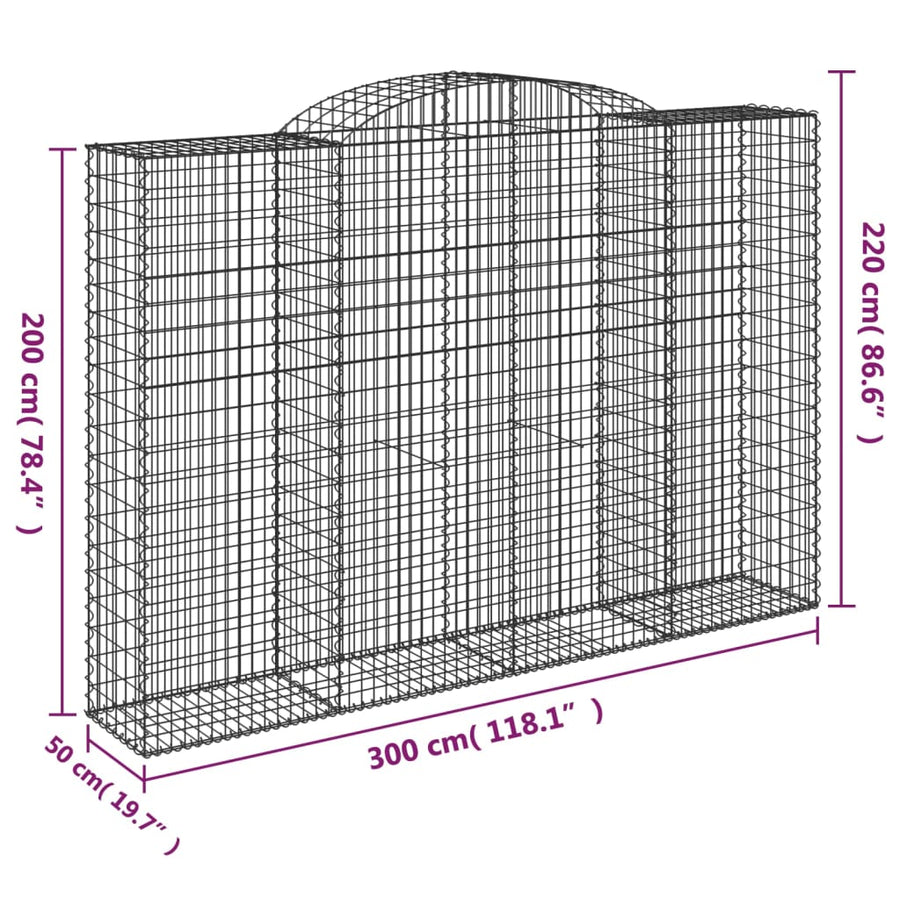 Schanskorven 4 st gewelfd 300x50x200/220 cm ijzer 4 300 x 50 x 200/220 cm