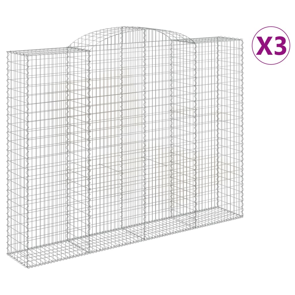 Schanskorven 3 st gewelfd 300x50x220/240 cm ijzer 3 300 x 50 x 220/240 cm