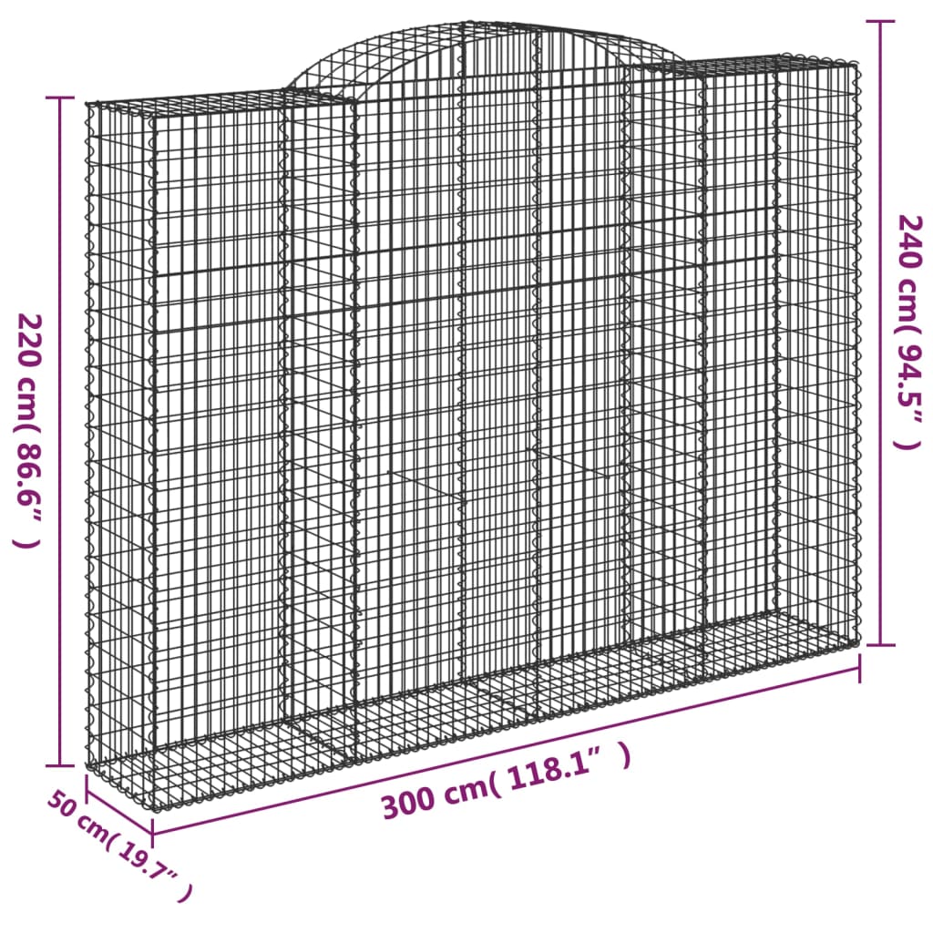 Schanskorven 5 st gewelfd 300x50x220/240 cm ijzer 5 300 x 50 x 220/240 cm