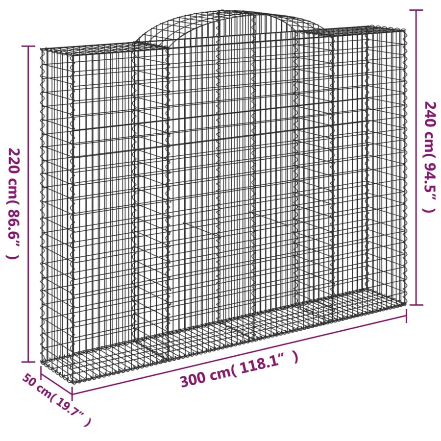 Schanskorven 5 st gewelfd 300x50x220/240 cm ijzer 5 300 x 50 x 220/240 cm