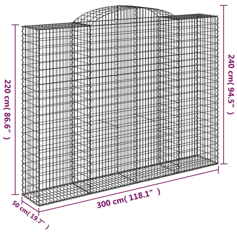 Schanskorven 7 st gewelfd 300x50x220/240 cm ijzer 7 300 x 50 x 220/240 cm