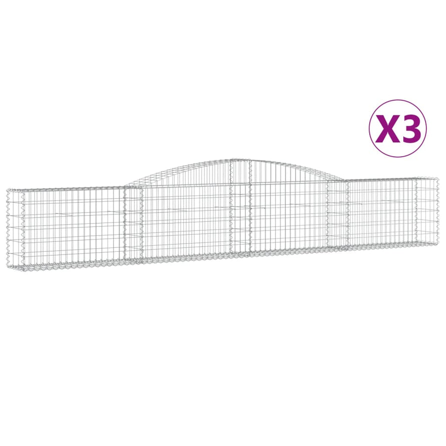 Schanskorven 3 st gewelfd 400x30x60/80 cm ijzer 3 400 x 30 x 60/80 cm