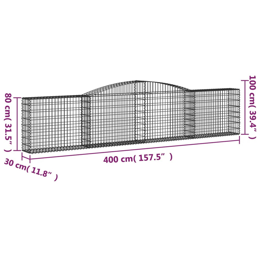 Schanskorven 3 st gewelfd 400x30x80/100 cm ijzer 3 400 x 30 x 80/100 cm