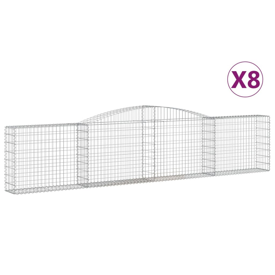 Schanskorven 8 st gewelfd 400x30x80/100 cm ijzer 8 400 x 30 x 80/100 cm