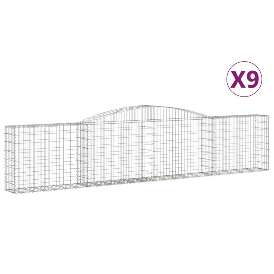 Schanskorven 9 st gewelfd 400x30x80/100 cm ijzer 9 400 x 30 x 80/100 cm