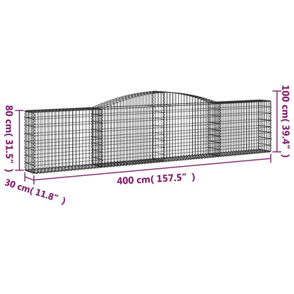 Schanskorven 10 st gewelfd 400x30x80/100 cm ijzer 10 400 x 30 x 80/100 cm