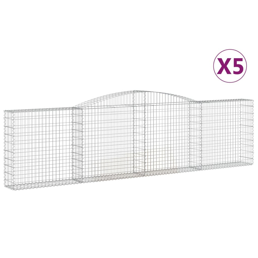 Schanskorven 5 st gewelfd 400x30x100/120 cm ijzer 5 400 x 30 x 100/120 cm