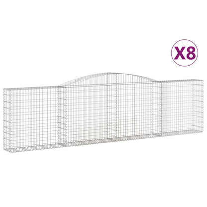 Schanskorven 8 st gewelfd 400x30x100/120 cm ijzer 8 400 x 30 x 100/120 cm