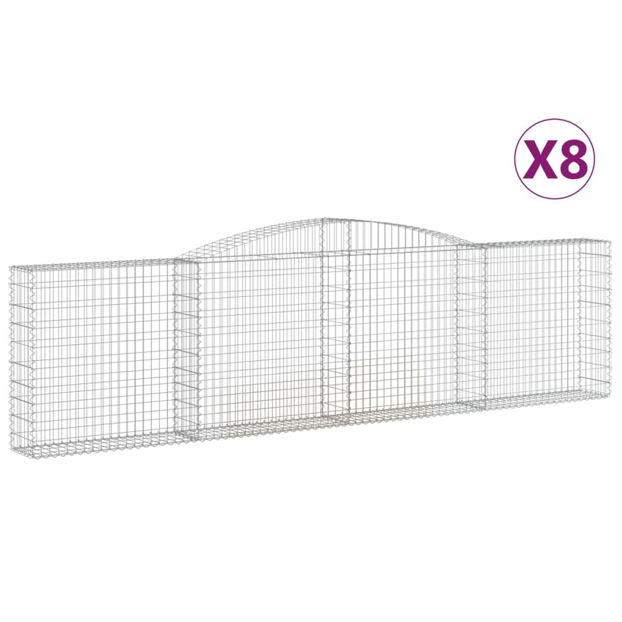 Schanskorven 8 st gewelfd 400x30x100/120 cm ijzer 8 400 x 30 x 100/120 cm