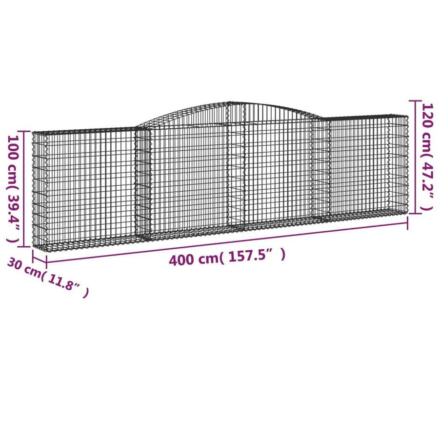 Schanskorven 8 st gewelfd 400x30x100/120 cm ijzer 8 400 x 30 x 100/120 cm