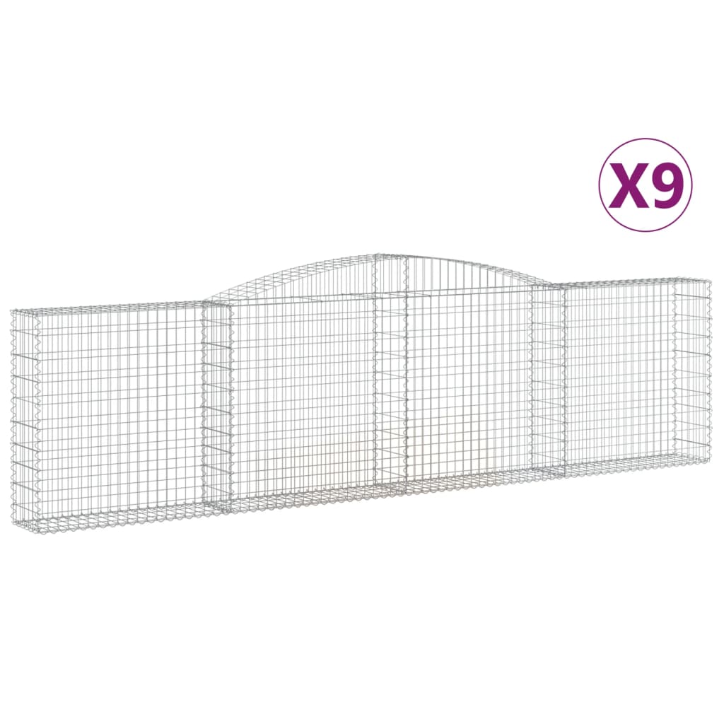 Schanskorven 9 st gewelfd 400x30x100/120 cm ijzer 9 400 x 30 x 100/120 cm