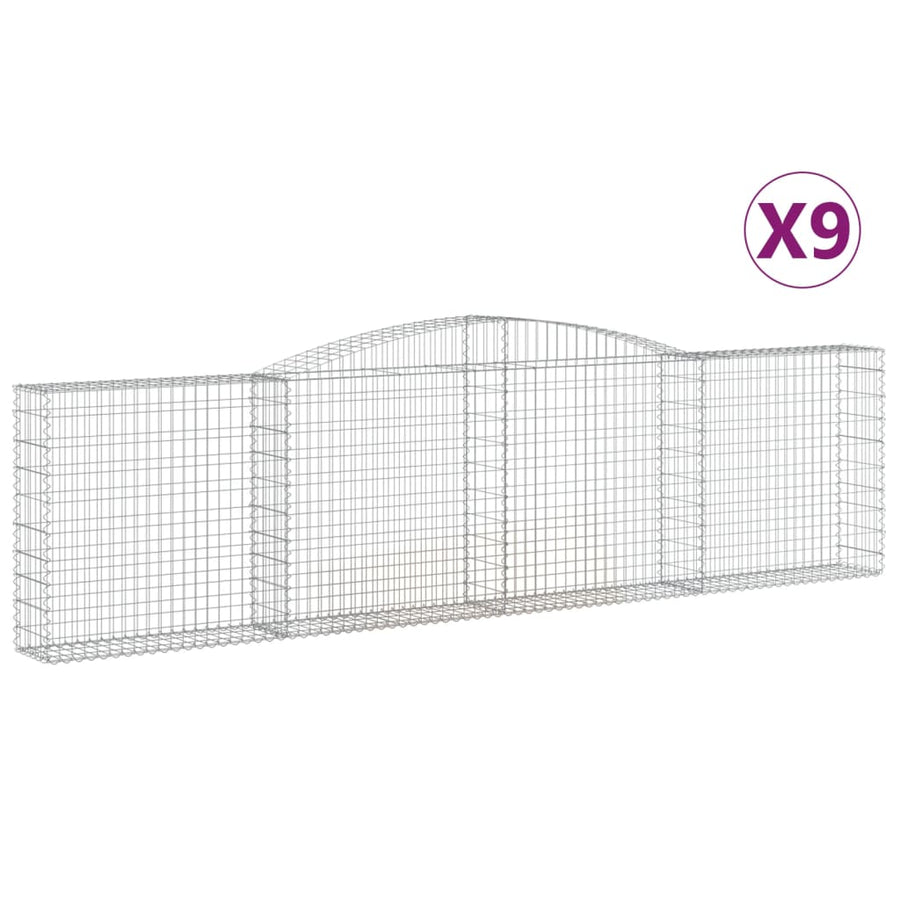Schanskorven 9 st gewelfd 400x30x100/120 cm ijzer 9 400 x 30 x 100/120 cm