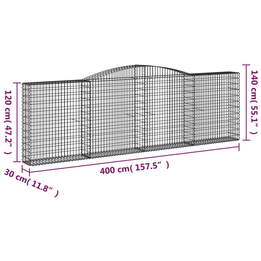Schanskorven 2 st gewelfd 400x30x120/140 cm ijzer 2 400 x 30 x 120/140 cm