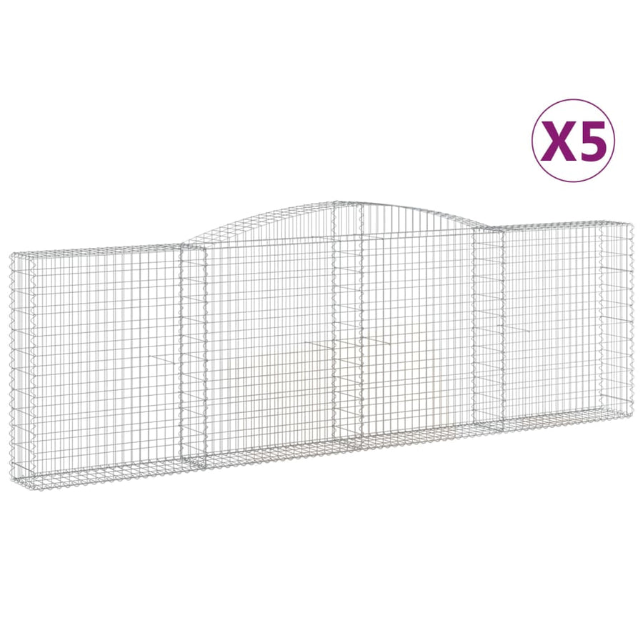 Schanskorven 5 st gewelfd 400x30x120/140 cm ijzer 5 400 x 30 x 120/140 cm