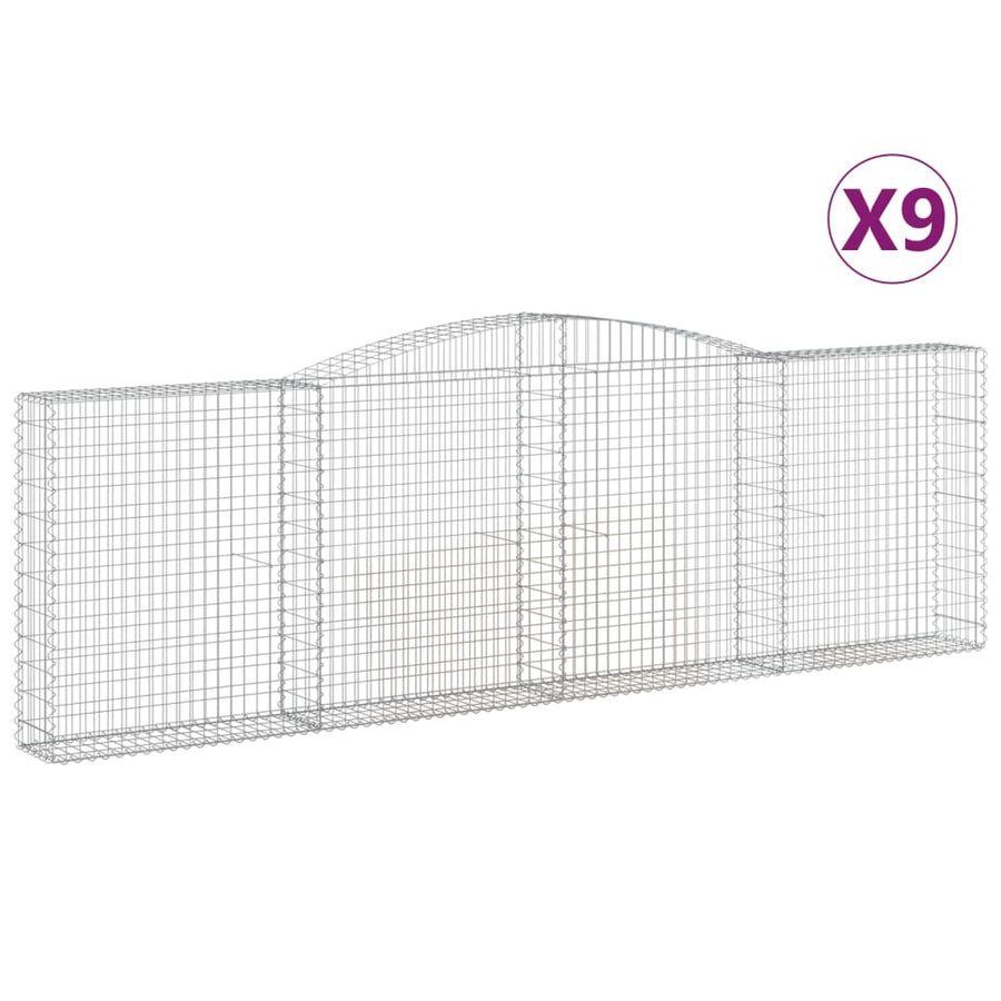 Schanskorven 9 st gewelfd 400x30x120/140 cm ijzer 9 400 x 30 x 120/140 cm