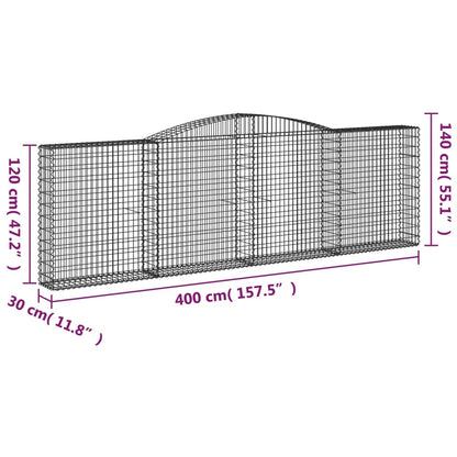 Schanskorven 10 st gewelfd 400x30x120/140 cm ijzer 10 400 x 30 x 120/140 cm