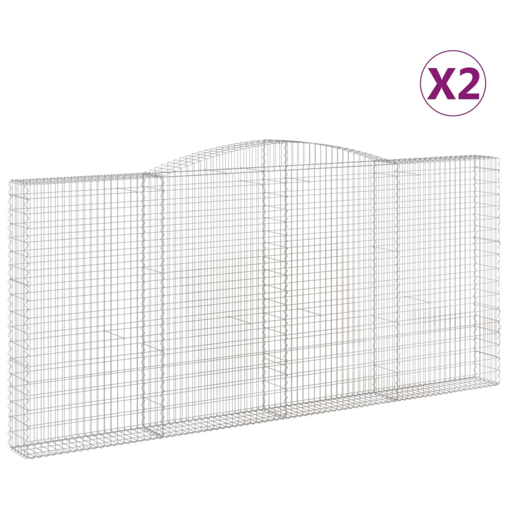 Schanskorven 2 st gewelfd 400x30x180/200 cm ijzer 2 400 x 30 x 180/200 cm
