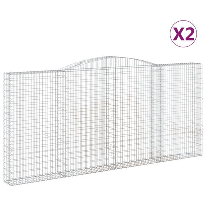 Schanskorven 2 st gewelfd 400x30x180/200 cm ijzer 2 400 x 30 x 180/200 cm