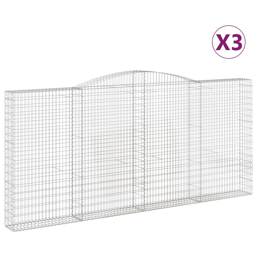 Schanskorven 3 st gewelfd 400x30x180/200 cm ijzer 3 400 x 30 x 180/200 cm