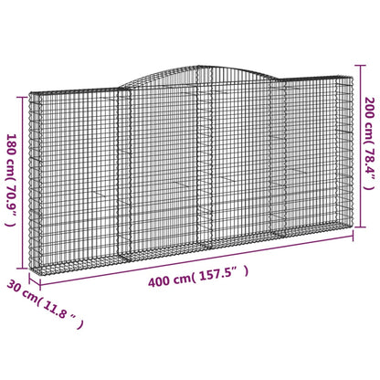 Schanskorven 7 st gewelfd 400x30x180/200 cm ijzer 7 400 x 30 x 180/200 cm