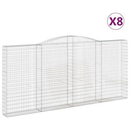 Schanskorven 8 st gewelfd 400x30x180/200 cm ijzer 8 400 x 30 x 180/200 cm