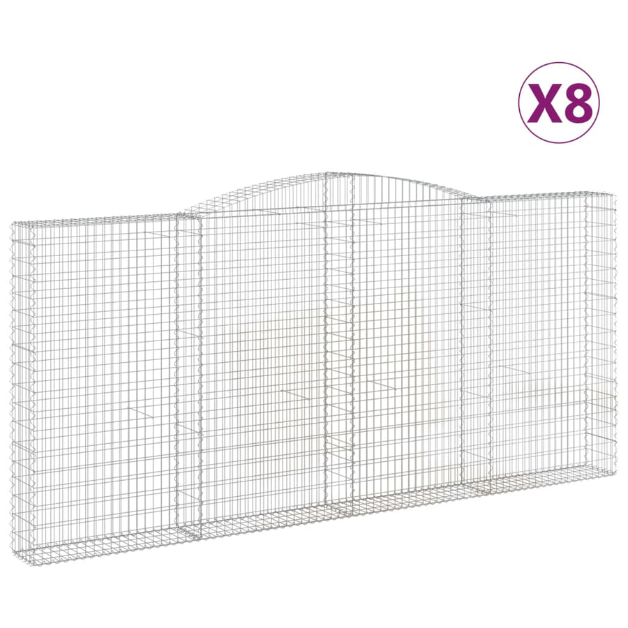 Schanskorven 8 st gewelfd 400x30x180/200 cm ijzer 8 400 x 30 x 180/200 cm