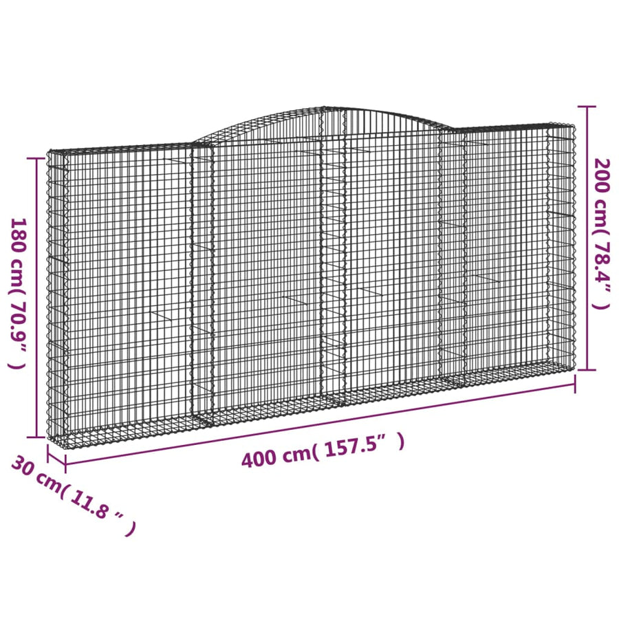 Schanskorven 9 st gewelfd 400x30x180/200 cm ijzer 9 400 x 30 x 180/200 cm