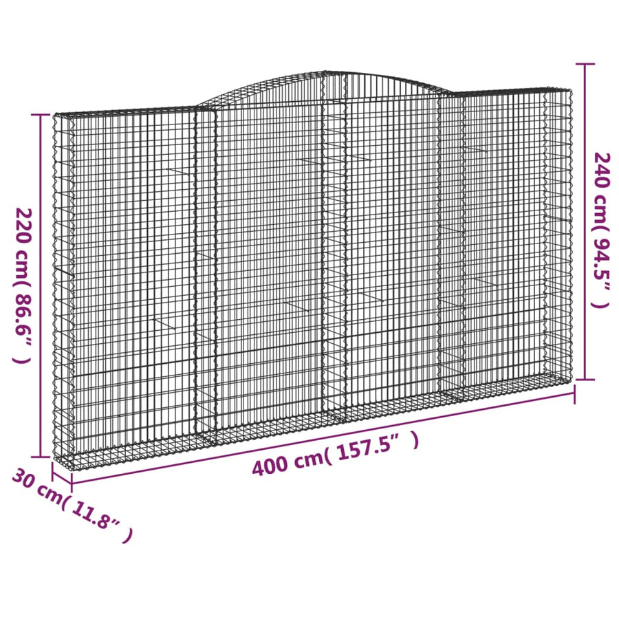 Schanskorven 2 st gewelfd 400x30x220/240 cm ijzer 2 400 x 30 x 220/240 cm
