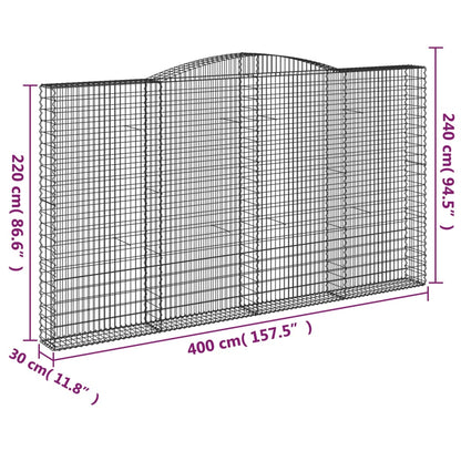 Schanskorven 3 st gewelfd 400x30x220/240 cm ijzer 3 400 x 30 x 220/240 cm
