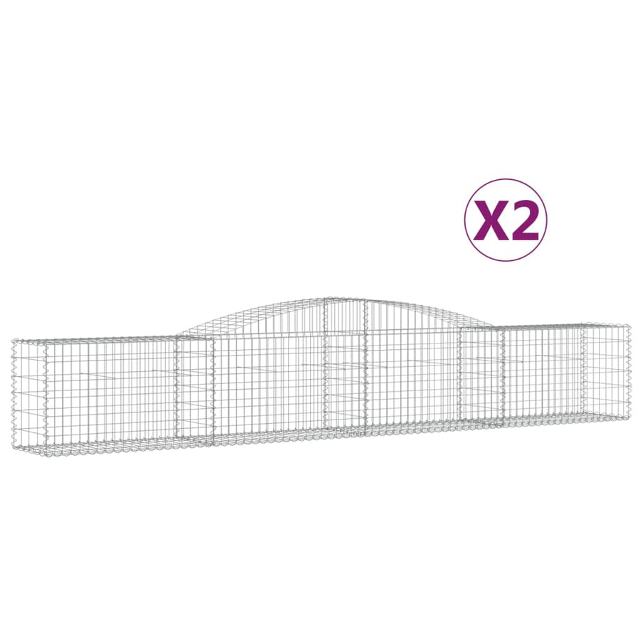 Schanskorf 2 st gewelfd 400x50x60/80 cm gegalvaniseerd ijzer 2 400 x 50 x 60/80 cm