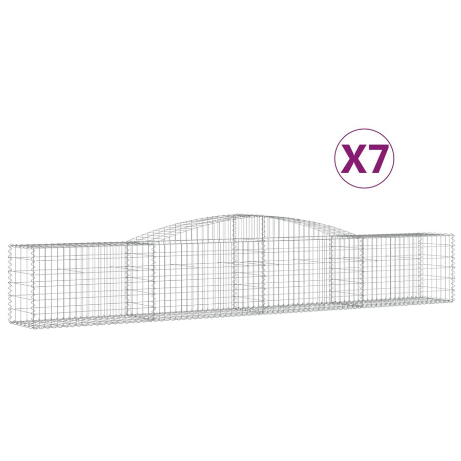 Schanskorven 7 st gewelfd 400x50x60/80 cm gegalvaniseerd ijzer 7 400 x 50 x 60/80 cm