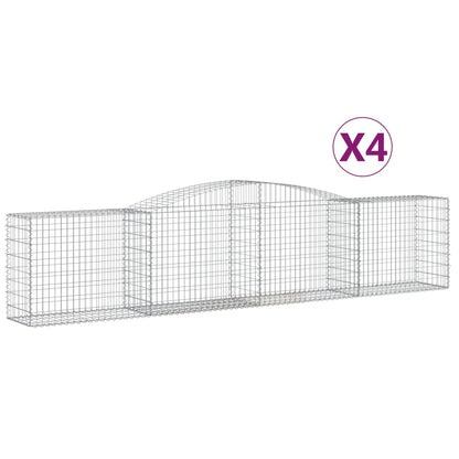 Schanskorven 4 st gewelfd 400x50x80/100 cm gegalvaniseerd ijzer 4 400 x 50 x 80/100 cm