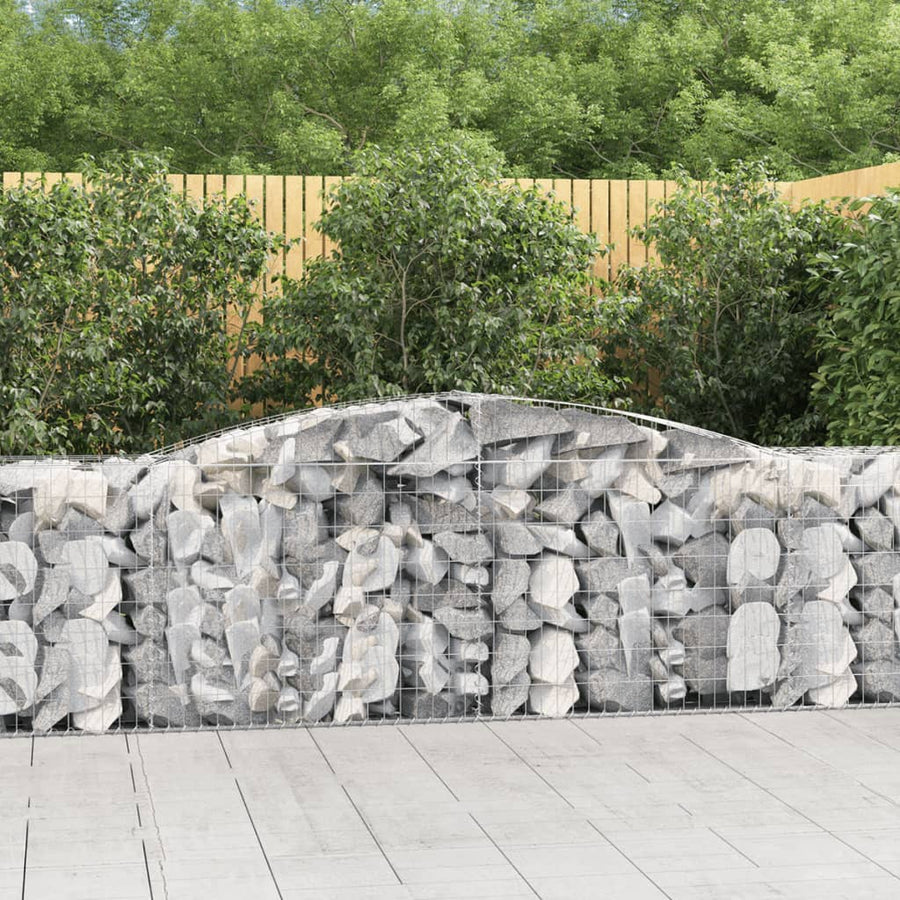 Schanskorven 4 st gewelfd 400x50x80/100 cm gegalvaniseerd ijzer 4 400 x 50 x 80/100 cm
