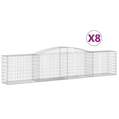 Schanskorven 8 st gewelfd 400x50x80/100 cm gegalvaniseerd ijzer 8 400 x 50 x 80/100 cm
