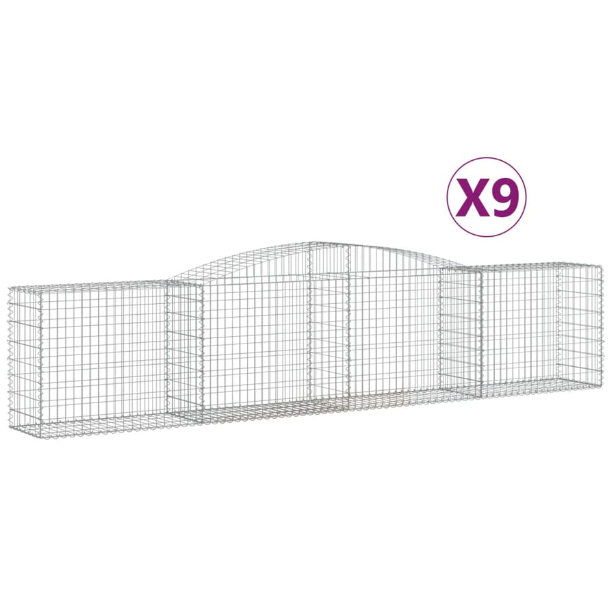 Schanskorven 9 st gewelfd 400x50x80/100 cm gegalvaniseerd ijzer 9 400 x 50 x 80/100 cm