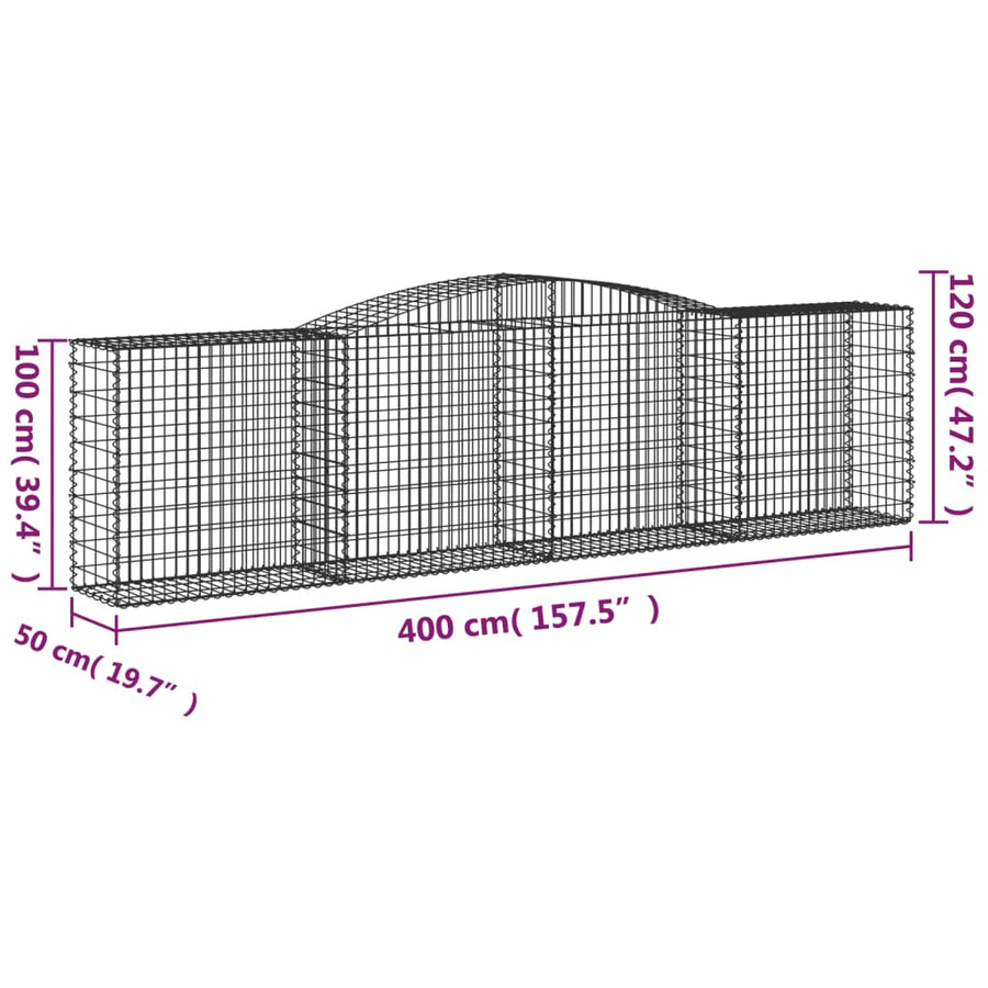 Schanskorven 4 st gewelfd 400x50x100/120 cm ijzer 4 400 x 50 x 100/120 cm