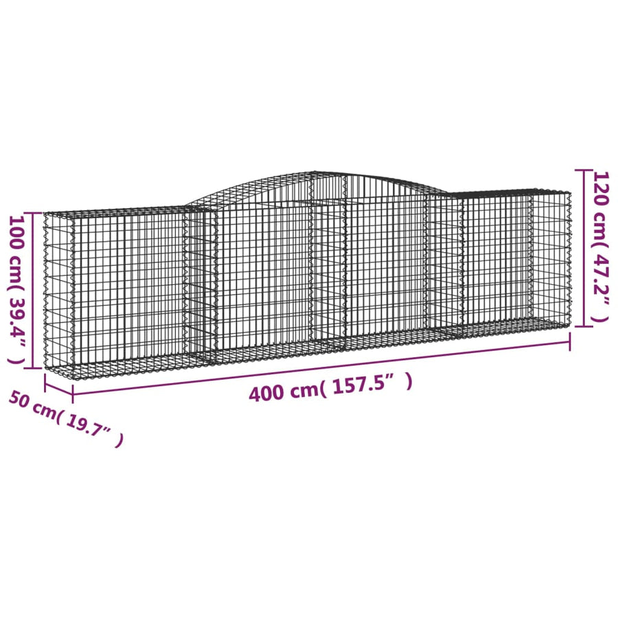 Schanskorven 25 st gewelfd 400x50x100/120 cm ijzer 25 400 x 50 x 100/120 cm
