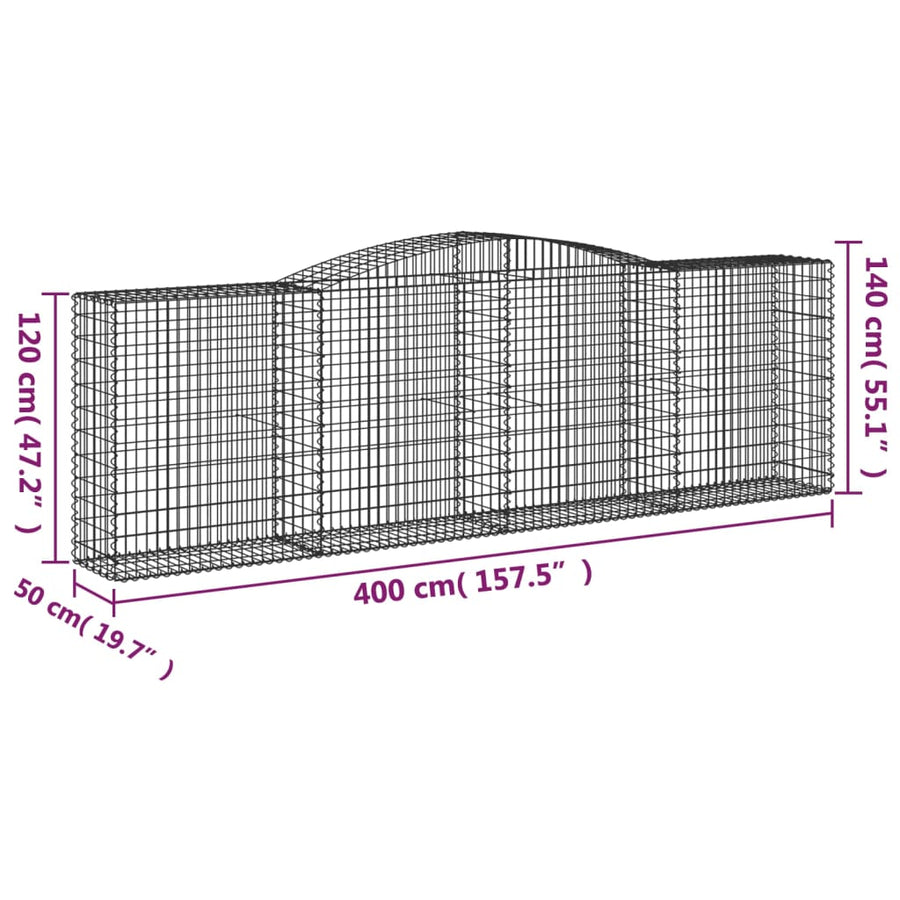 Schanskorven 7 st gewelfd 400x50x120/140 cm ijzer 7 400 x 50 x 120/140 cm