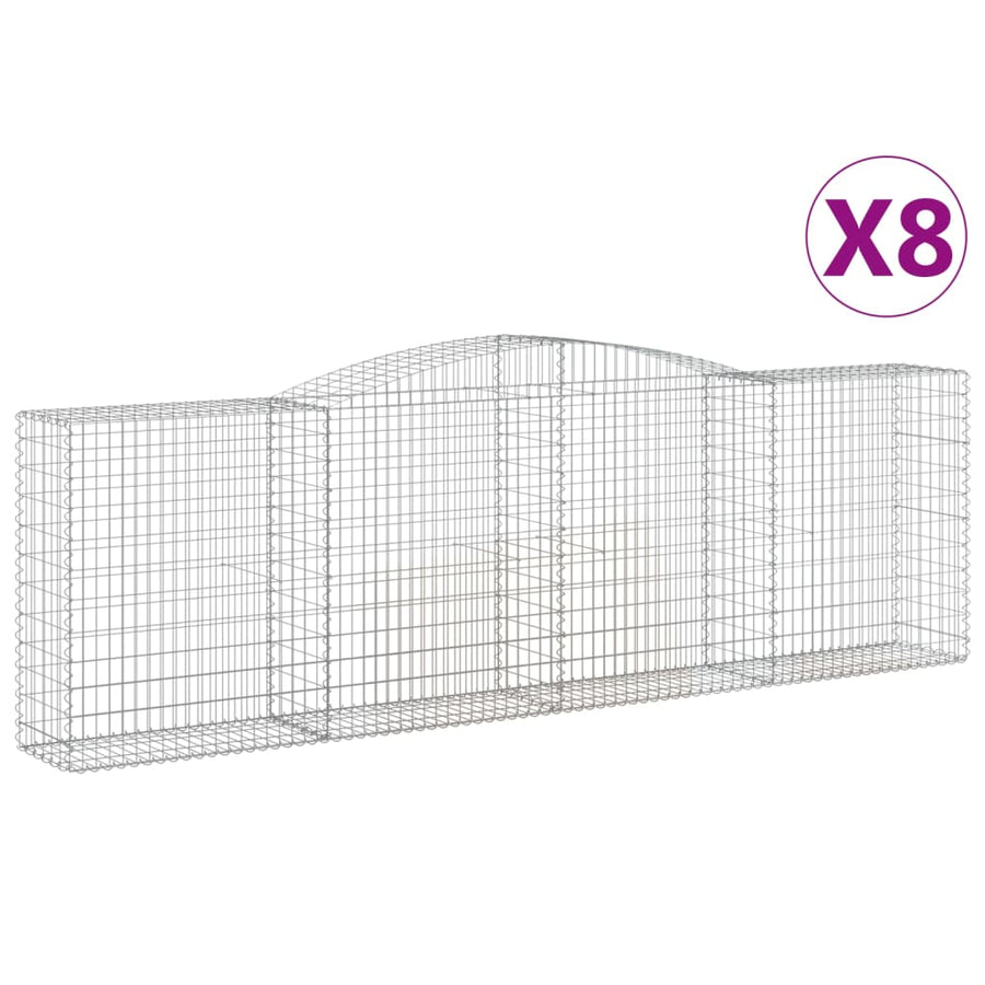 Schanskorven 8 st gewelfd 400x50x120/140 cm ijzer 8 400 x 50 x 120/140 cm